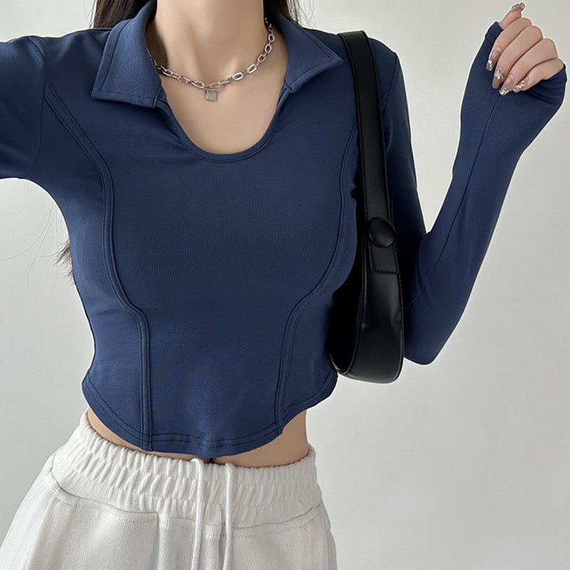 Fashion women's wear Women's Long-Sleeved T-shirt Autumn 2024 New Slim-Fit Slimming Bottoming Shirt Design Sense Niche Small Shoulder Top