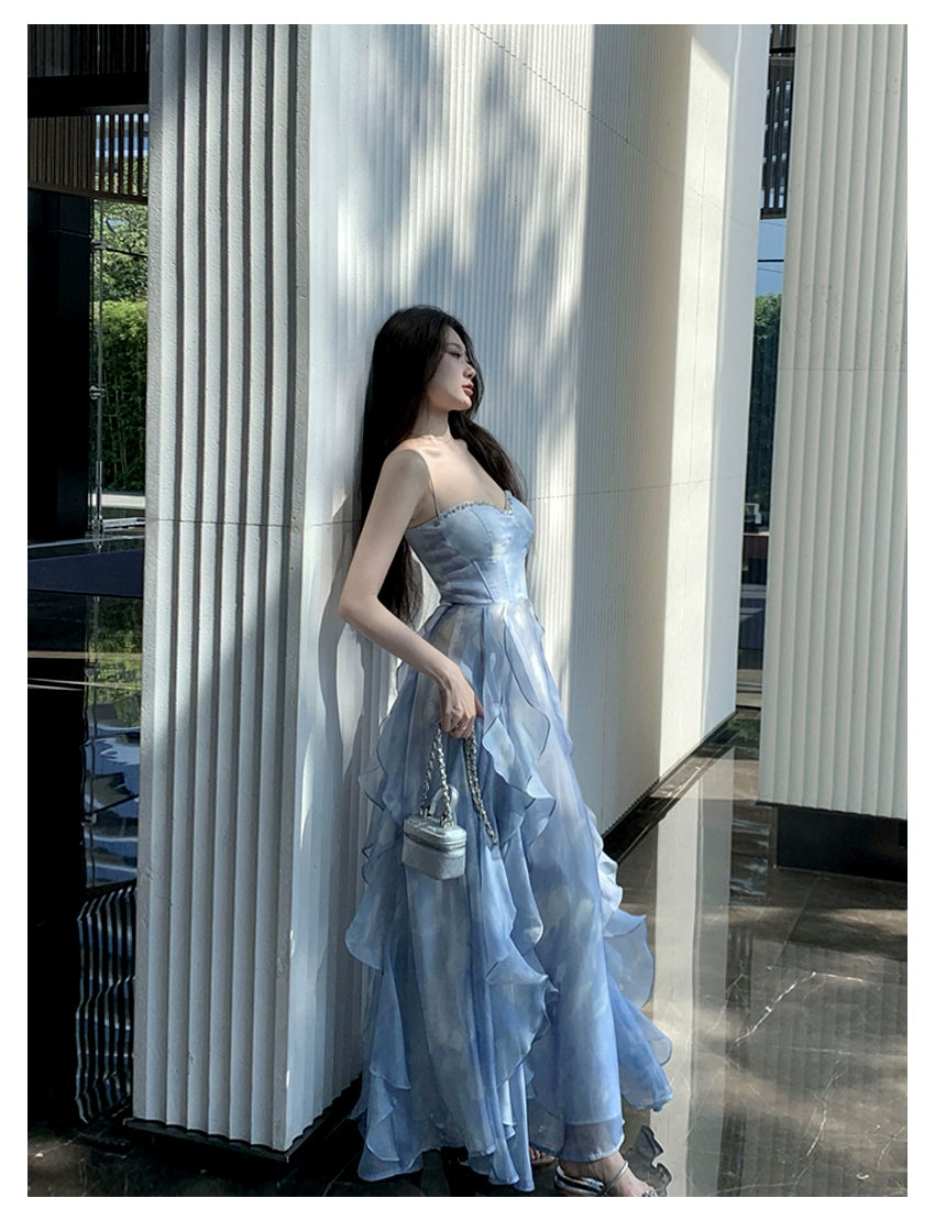 Fashion women's wear Phantom Fairy Seaside Vacation Elegant Beach Dress Ruffled Escape Princess Skirt Summer Sling Dress