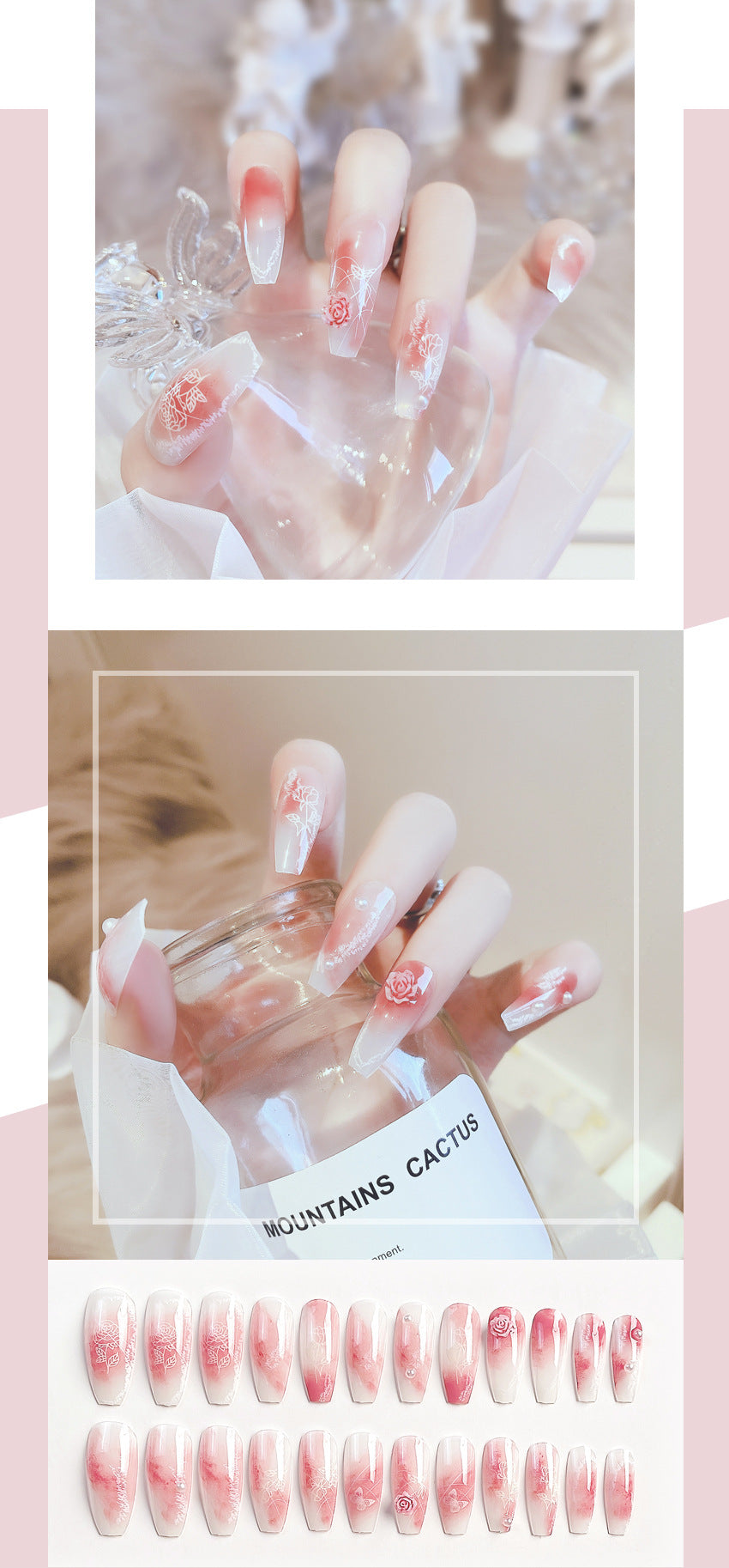 Fashion  nail Internet Celebrity Wearing Nail Art Rendering Fake Nail Patch Detachable Wearing Nail Wholesale 24 Pieces Nail Stickers X73