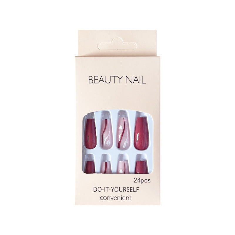 浆果线条穿戴甲白色nails 几何跨境美甲片外贸假指甲长甲美甲贴片