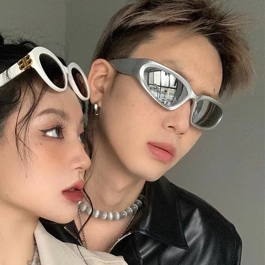 Women's fashion glasses 墨镜女夏高级感欧美复古科技感赛博朋克骑行运动男飞行员眼镜