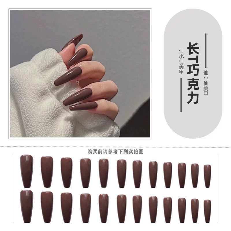 (Hand-made nail)猩红玛丽尖头欧美风暗黑cos舞蹈假指甲片成品延长穿戴美甲贴nail