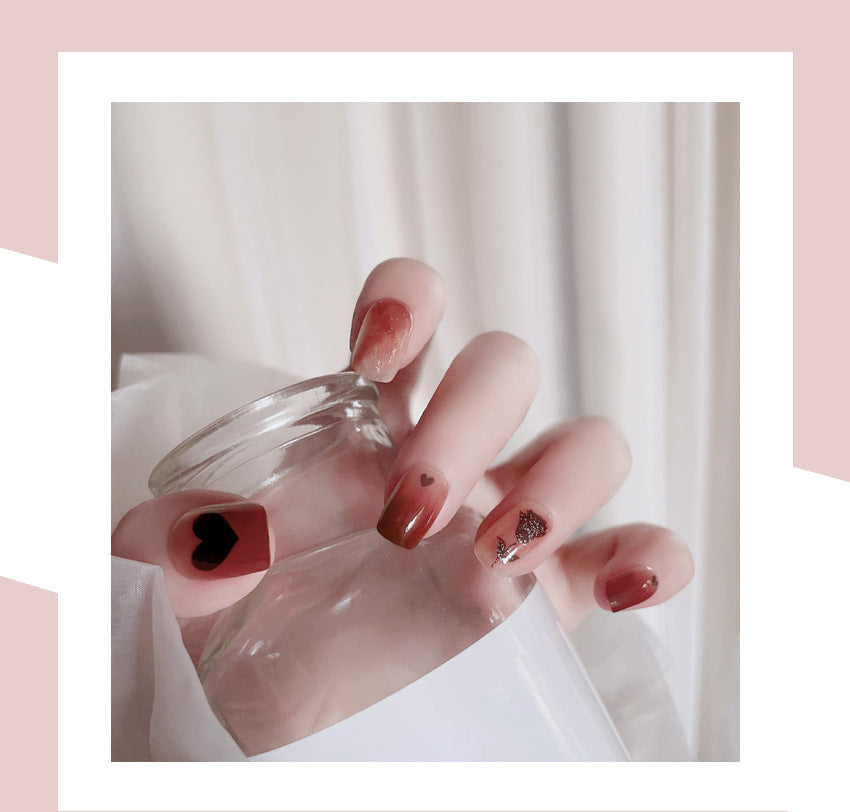 Fashion  nail New Pure Rose Fake Nail Patch Finished Nail Beauty Wearable Fake Nails Removable Nail Wear Nail X93