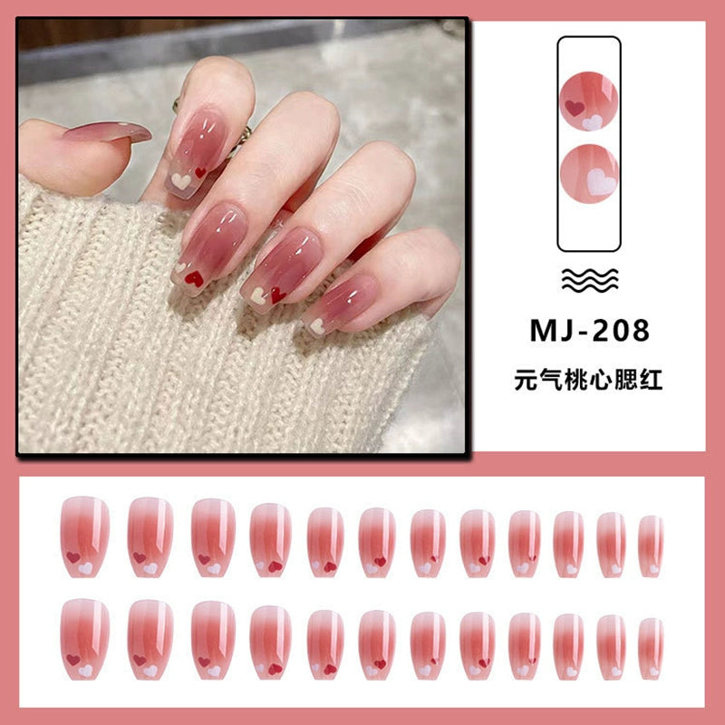 (Hand-made nail) French nail armor long black small fragrance simple white high-grade sense nail piece bride pregnant woman finished product.