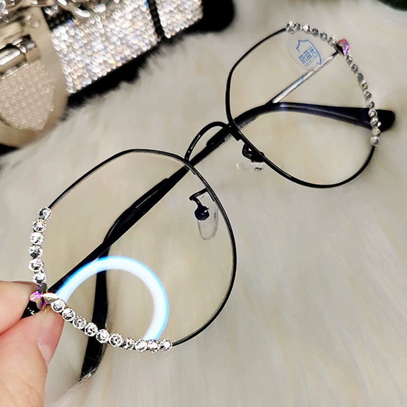 Women's fashion glasses新款水钻防蓝光眼镜女士眼睛素颜神器显瘦护目拍照神奇平光镜
