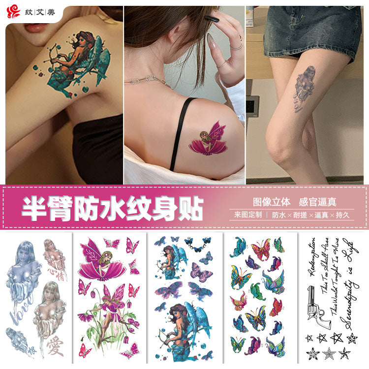 Free shipping Tattoo Sticker Tattoo Tattoo Sticker Simulation English Tattoo Sticker Paper Flower Colorized Butterfly Water Transfer Sticker Sweatproof and Waterproof Wholesale
