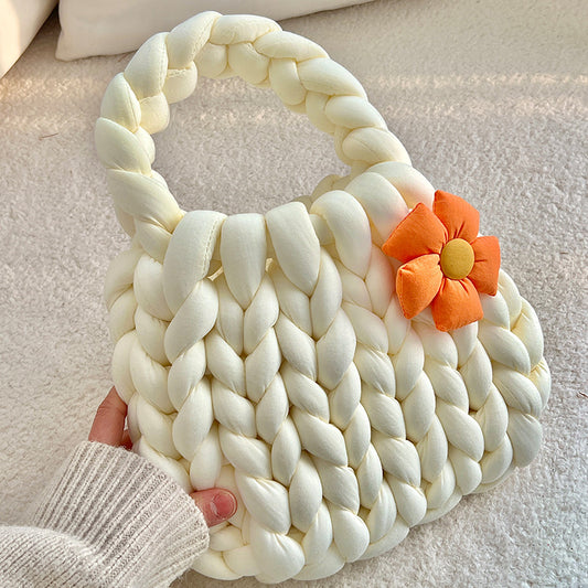 Dopamine Bag Free shipping Tattoo Dopamine flower Icelandic wool bag DIY hand-woven bag thick wool material bag hand-woven homemade women's bag