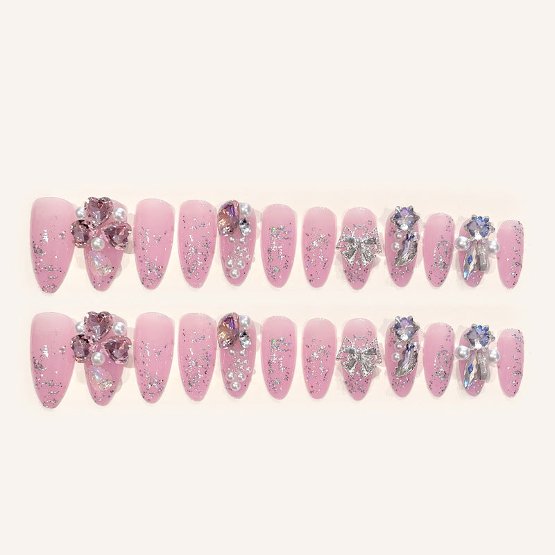 Fashion  nail New Rhinestone Manicure Wear Nail Ins Advanced Pure Desire Wind Nail Patch Wear Nail Diamond Nail Stickers U2