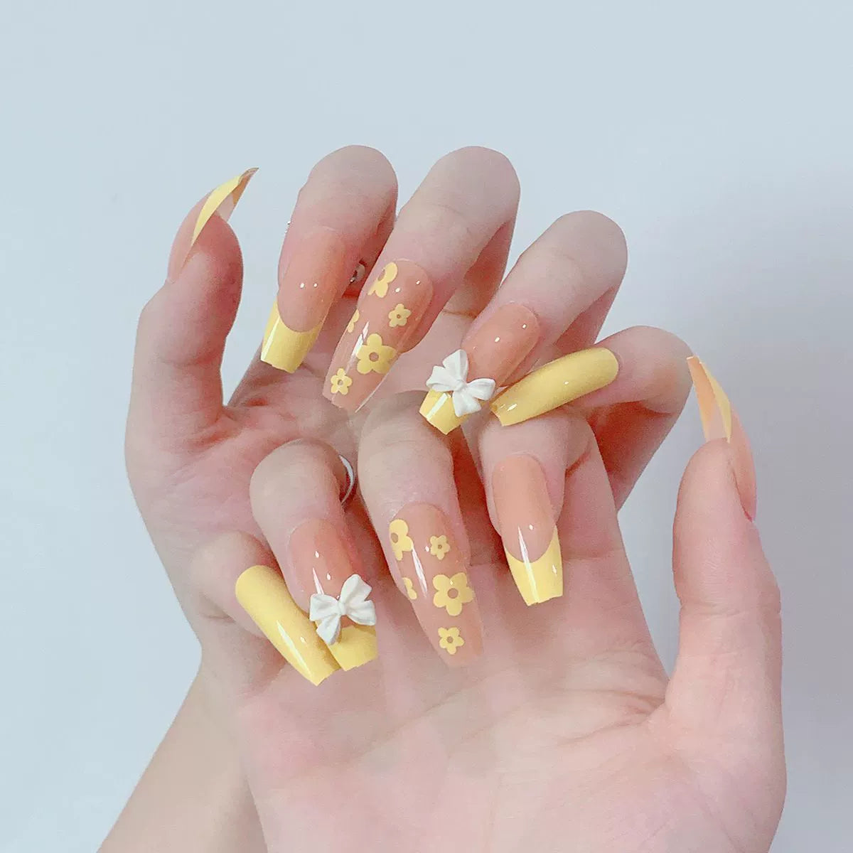 (Hand made nail) European and American long wearable nail patches, fake nail patches, student detachable internet celebrity ballet armor