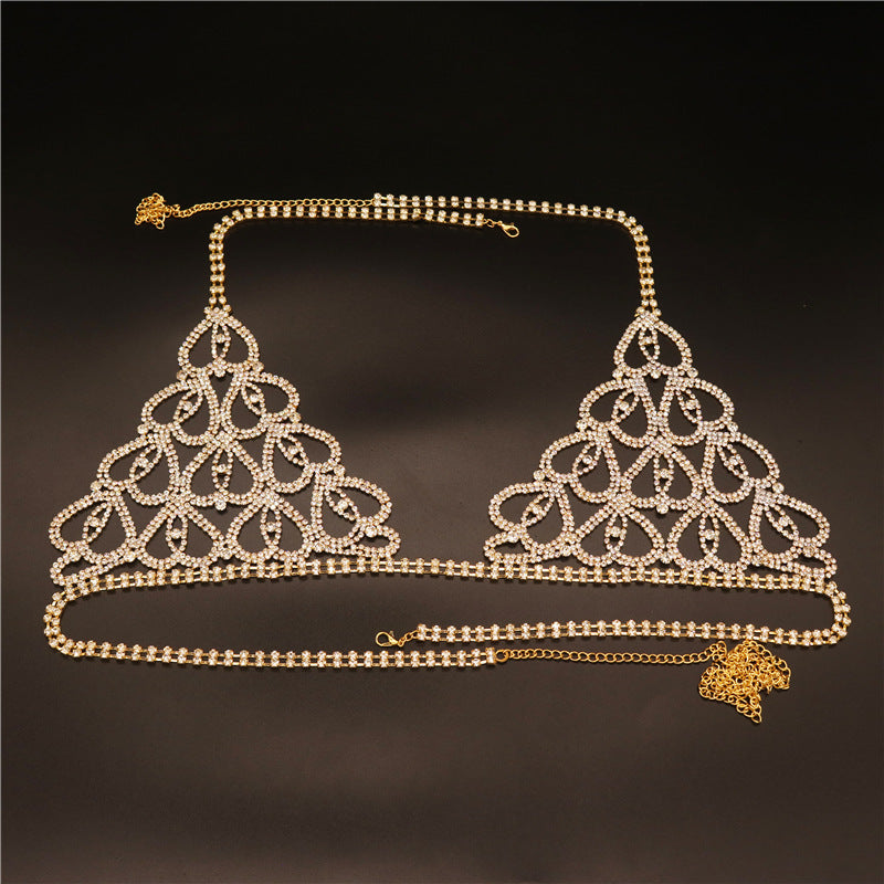 Fashion Jewelry Cross border Explosives Sexy Body Chain Water Diamond Luxury Underwear Set Instagram Popular Nightclub Love Body Chain