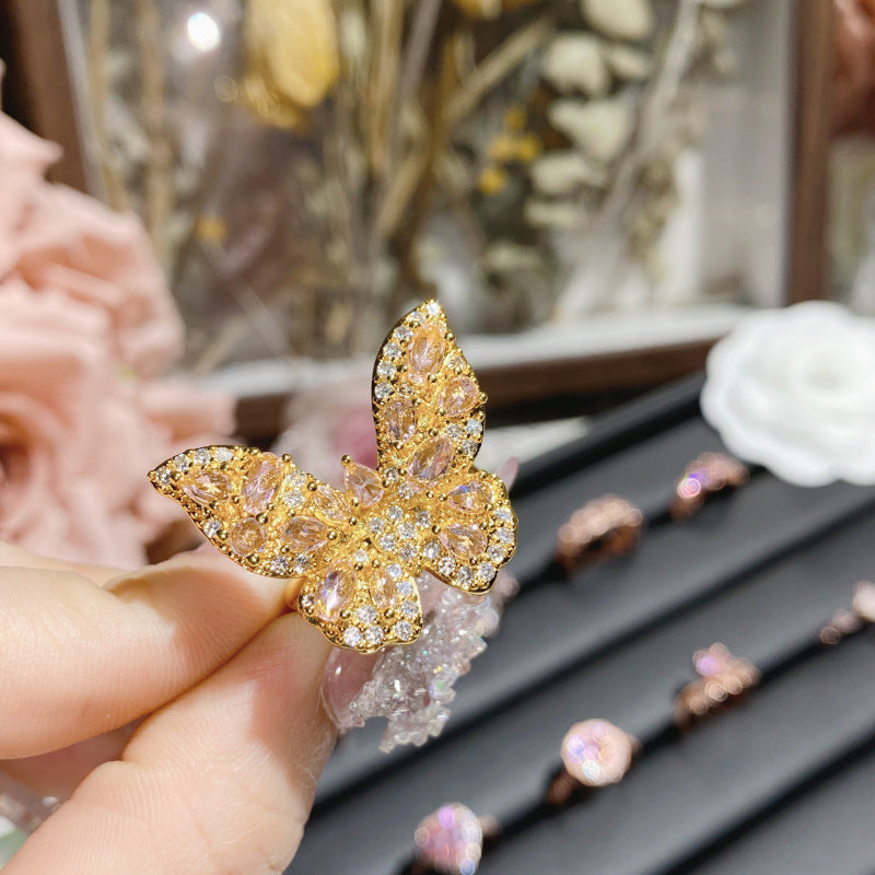 配饰戒指山茶欧美ins法式轻奢流星排钻戒指女 镀18k 保色百搭名媛璀璨指环