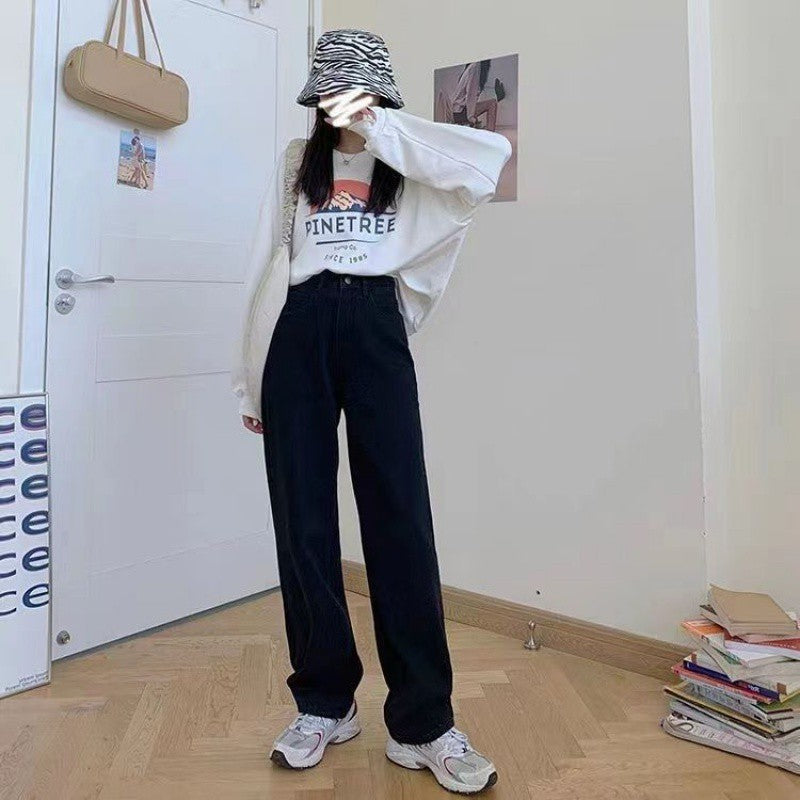 Free shipping  Pink dopamine bow strap casual jeans women's summer new high-waisted loose and thin wide-leg trousers pants