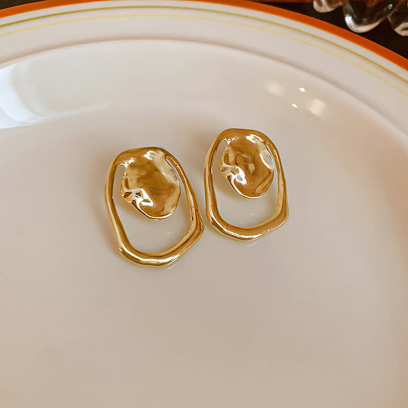 银针金属水滴不规则耳环欧美夸张冷淡风耳钉简约高级感耳饰批发女