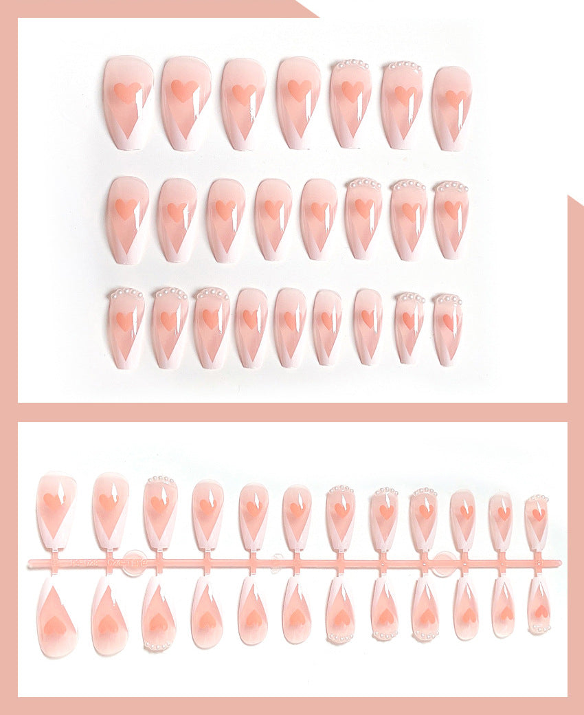 Fashion  nail Wear Armor Nail Stickers Nail Patch Fake Nails Removable Love Heart Nail Tip Nail Sticker X17