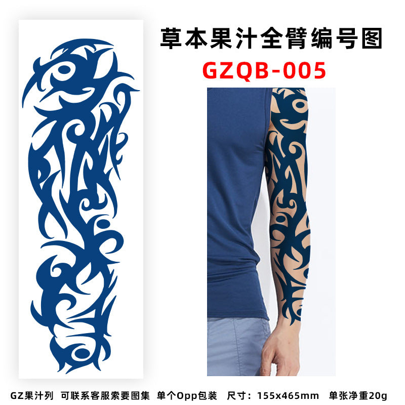 Free shipping Tattoo Factory in Stock Wholesale Herbal Juice Full Arm Tattoo Sticker Waterproof Sweat-Proof Imitation Tattoo Semi Permanent Tattoo Sticker