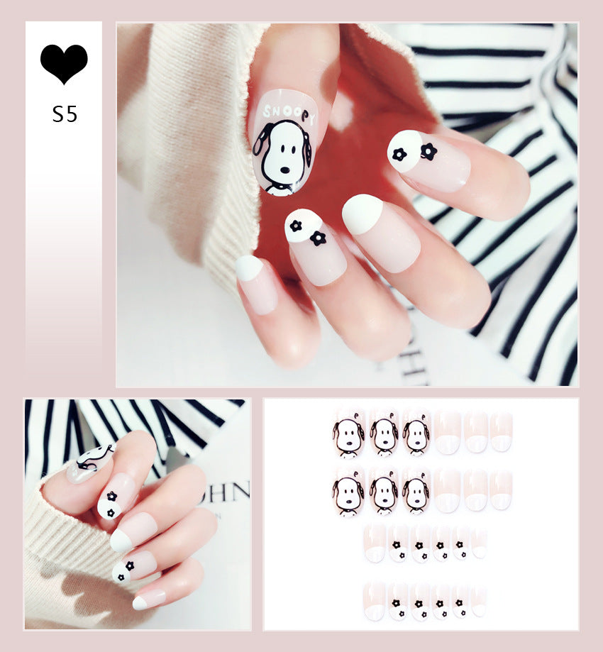 Fashion  nail Wear Finished Nail Beauty Popular Short Fake Nail Patch 24 Pieces Boxed Finished Patch in Stock Collection