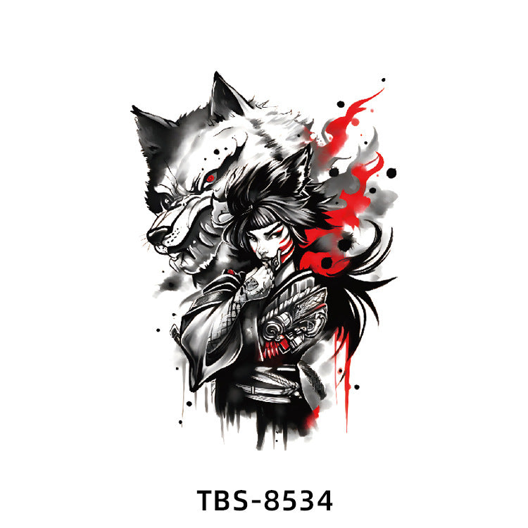 Free shipping Tattoo Small Full Arm Waterproof Tattoo Sticker Half Sleeve Arm Lion Animal Long-Lasting Cross-Border European and American Tattoo Sticker Paper Tattoo