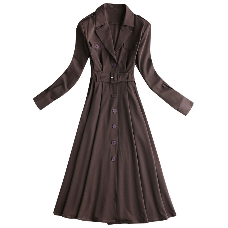 Fashion women's wear Real Shot Large Skirt Windbreaker Dress Women's Mid-Length 2024 Autumn and Winter Clothing New Waist Trimming Fashion Fashion Coat