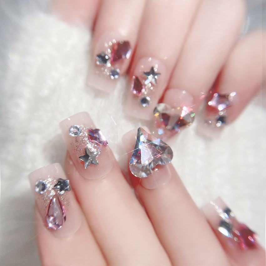 Fashion  nail Handmade Manicure Wear Nail Ins Advanced Pure Desire Wind Rhinestone Nail Patch Wear Nail Diamond Nail Stickers U12