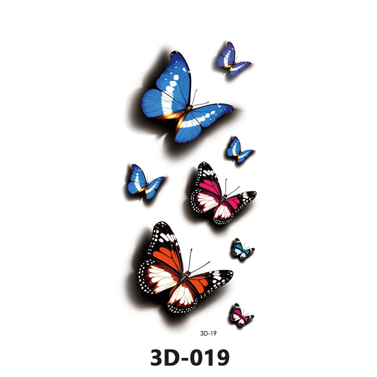 Free shipping Tattoo In Stock Wholesale 3D Butterfly Waterproof Sweatproof Female Stereo Emulational Creative Temporary Stickers Europe and America Cross Border Butterfly Tattoo Sticker