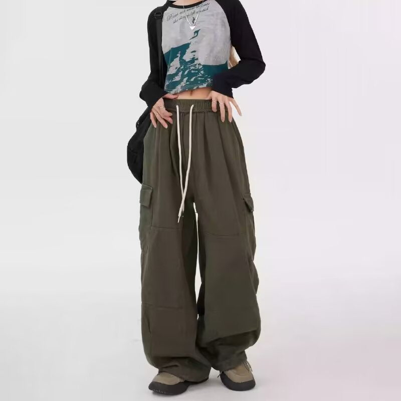 Dopamine pants Free shipping Tattoo 2024 new dopamine thin casual pants niche simple loose straight tied feet hip hop color overalls tide