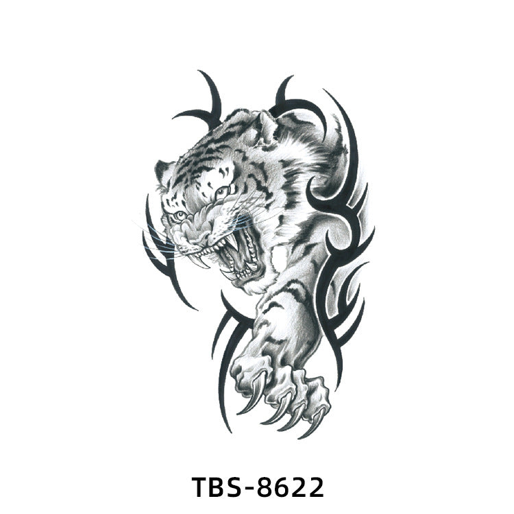 Free shipping Tattoo New Wholesale Small Flower Arm Waterproof Tattoo Sticker Half Sleeve Arm Back Color Animal Skull European and American Tattoo Sticker Paper