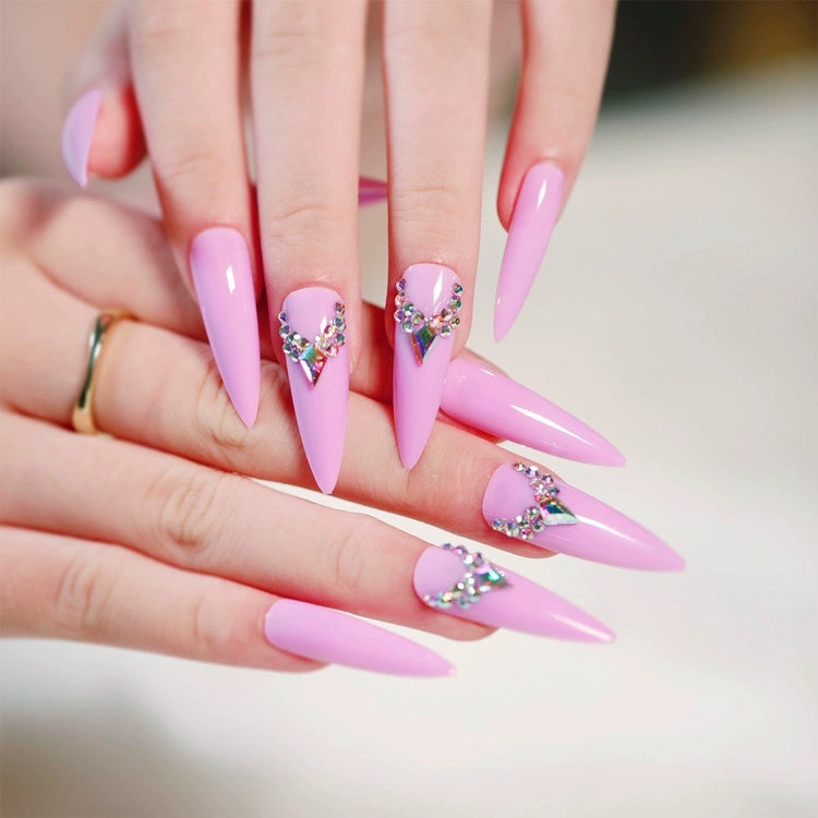(Hand-made nail) super long hot girl wears nail chips, glitter nail patches, fake nail stickers, and finished products, sexy and exaggerated, European and American style wearables