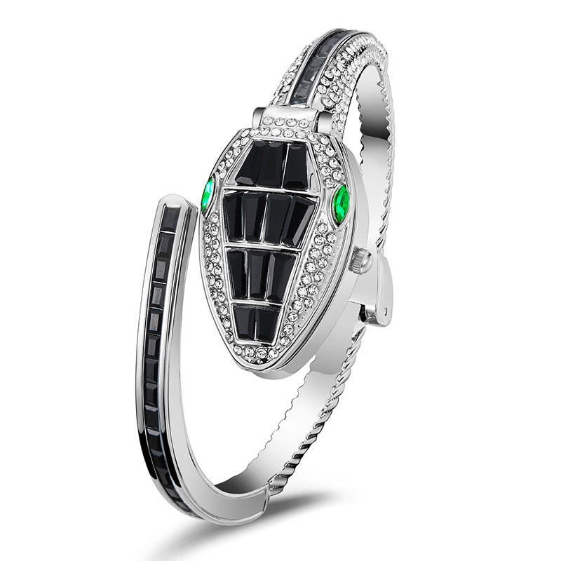 Fashion women's watchLight Luxury Women's Snake-Shaped Bracelet Light Luxury Opening Bracelet Watch Diamond-Embedded Personality Fashion Women's Watch Quartz Watch