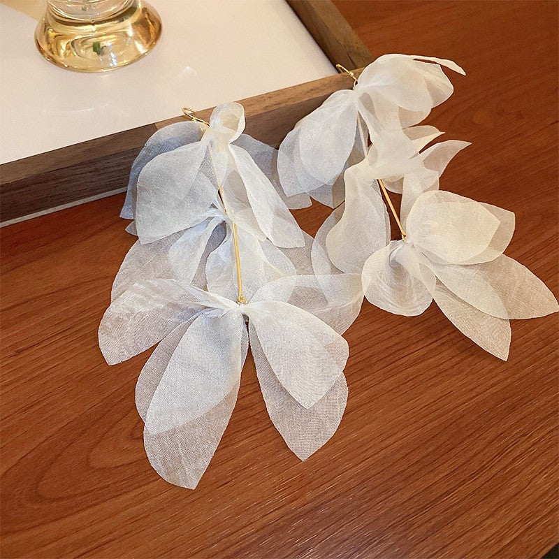 银针蝴蝶结星星珍珠流苏布艺耳坠时尚轻奢耳环气质新款耳饰批发女