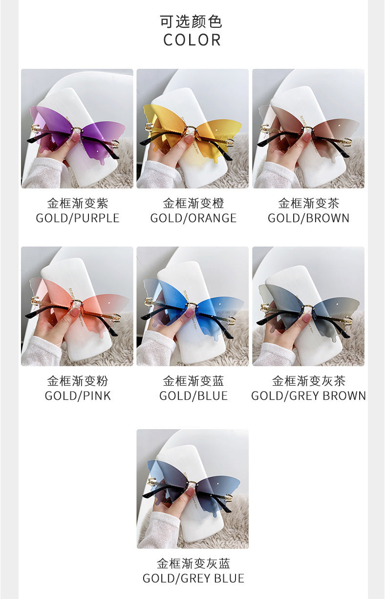 Women's fashion glasses 2023新款蝴蝶太阳镜女时尚框渐变色墨镜欧美潮流街拍太阳眼镜跨境
