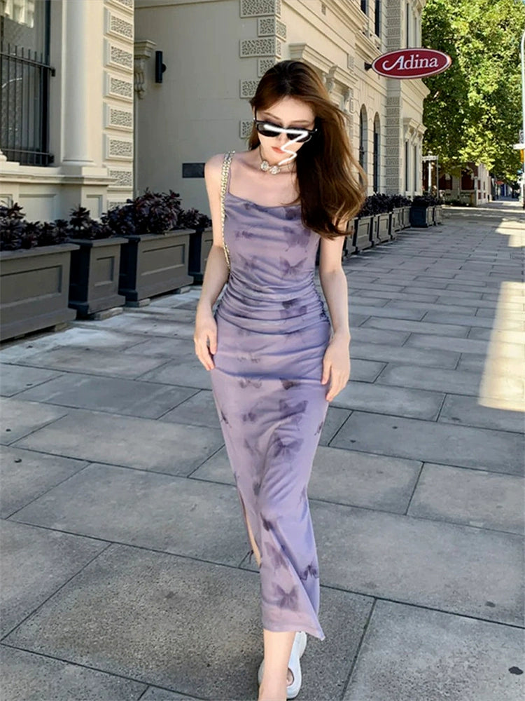 Fashion women's wear 2024 New French Style Temperament Sling Floral Slim-Fitting Dress Women's Summer Sexy Hot Girl MoM Hip Skirt