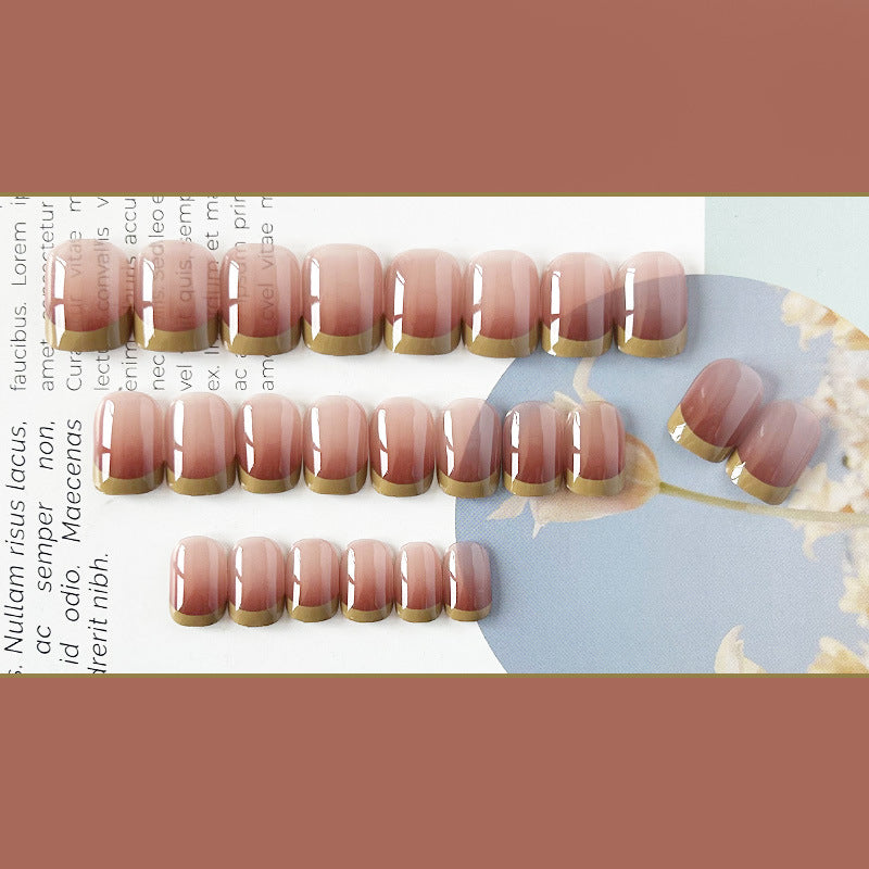 半酵乌龙穿戴甲渐变指甲贴片春天美甲片法式假指甲美甲贴片成品甲