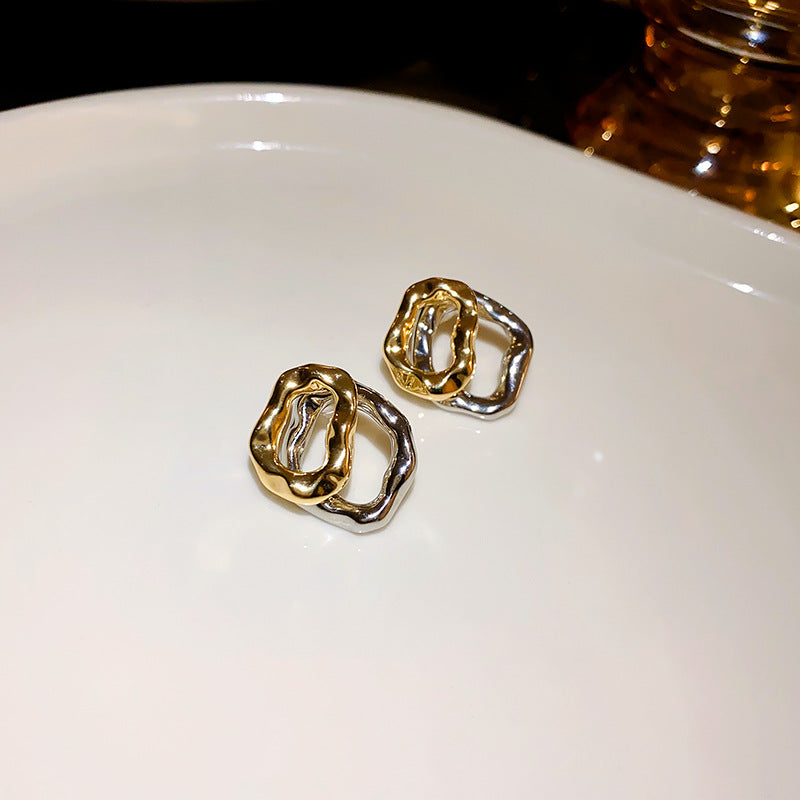 真金电镀银针不规则镂空耳环一款两戴个性耳钉小众百搭耳饰批发女