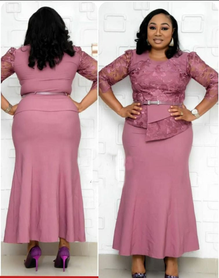 Fashion women's wear XL 5XL   plus Size Women's Clothing  Autumn New Lace Stitching Dress Long Dress Jx020