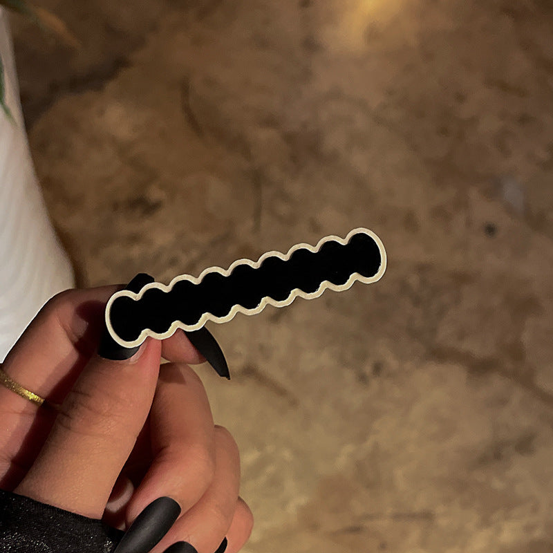 韩式复古黑白格纹棋盘格发夹侧边刘海无痕抓夹小众设计鸭嘴夹女