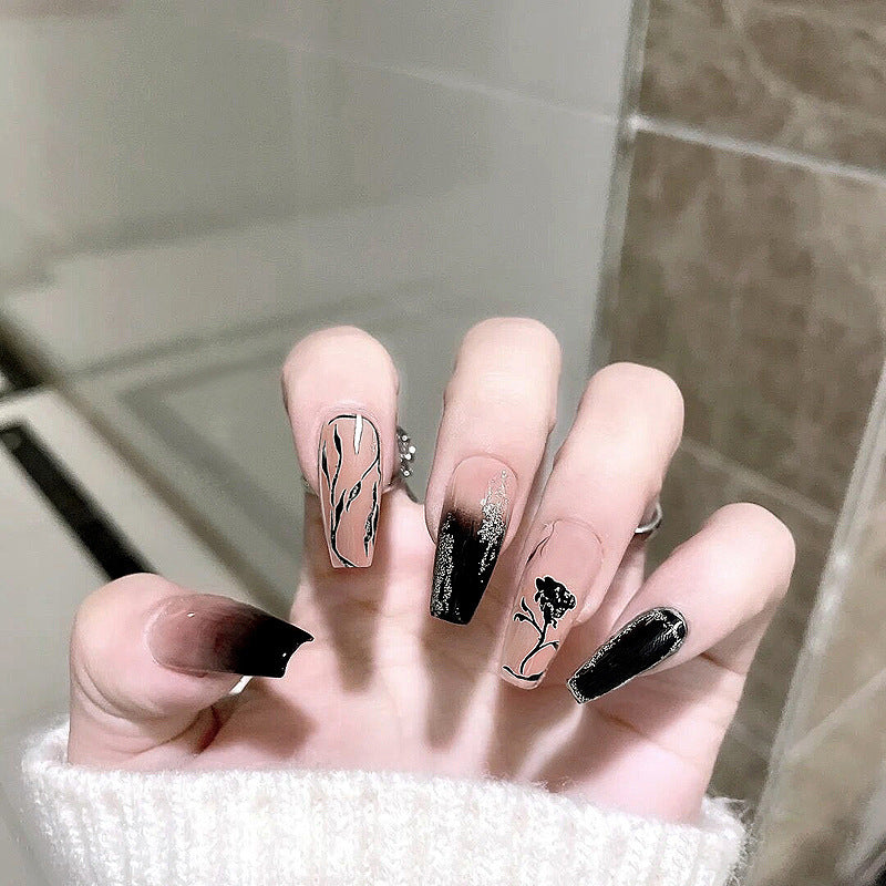 Fashion  nail Wearing Nail Nail Stickers Nail Patch Fake Nails Removable Glitter Rose Nail Nail Sticker Y28