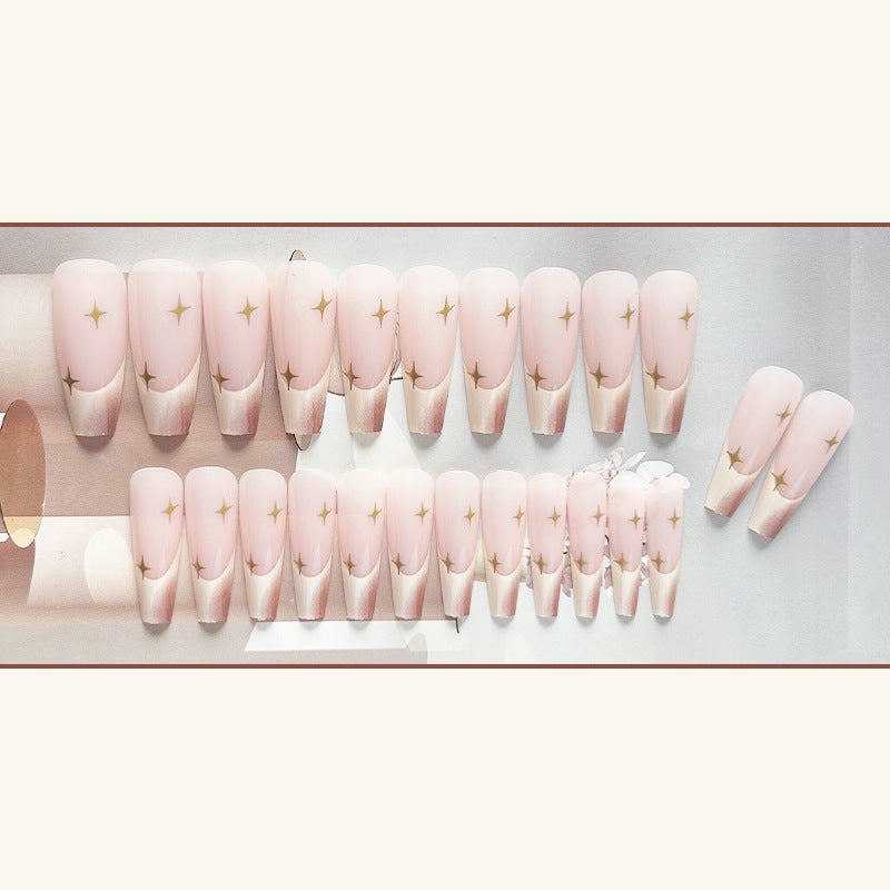 星星晕染穿戴甲法式nails 跨境美甲片外贸假指甲棺材甲型美甲贴片