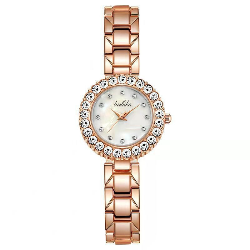Fashion women's watchLushika New Ladies Watch Five-Piece Set Tik Tok Live Stream Diamond-Embedded Fashion Trend Quartz Watch Watch Suit