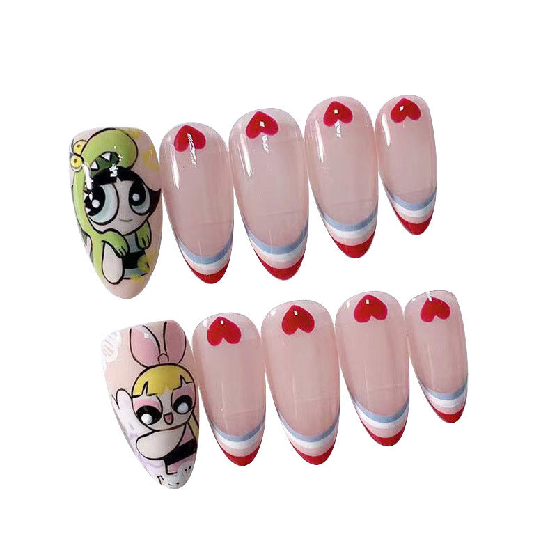 (Hand-Made Nail) Handmade Wear Nail Factory Straight Hair Luxury Sweet Cool Hot Girl Ins European and American Metal Feeling Finished Product Disassembly
