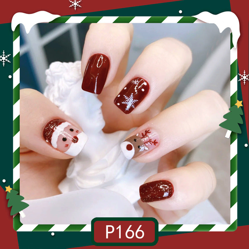 Fashion  nail Christmas New Purple Rabbit Cute Short Finished Nail Beauty Wearable Fake Nails Removable Nail Tip Wearable Armor