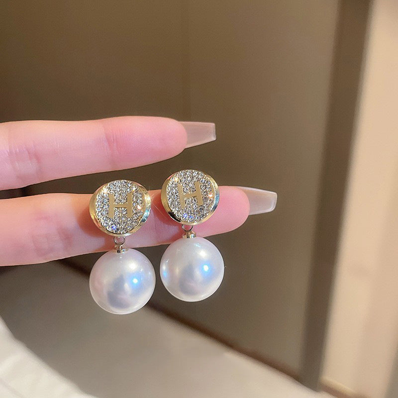 真金电镀925银针珍珠耳环法式复古宫廷风耳环时尚百搭耳饰女批发