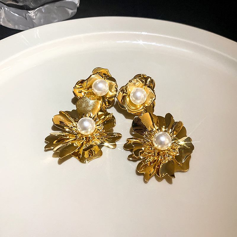 银针锆石几何珍珠耳环气质高级感耳钉耳坠欧美夸张金属耳饰批发女