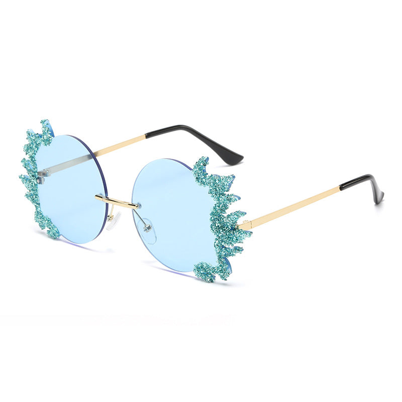 Women's fashion glasses 2023欧美大框架镶钻墨镜跨境潮流水晶钻石太阳眼镜户外防晒显瘦女