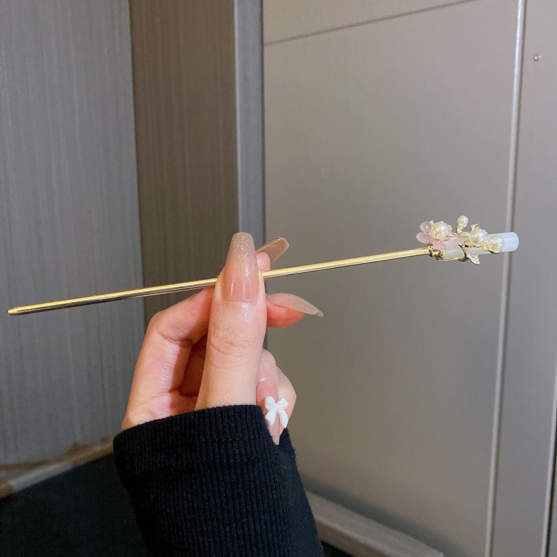 头饰发簪新中式花朵树枝珍珠发簪气质文艺范发钗小清新个性中国风发饰批发