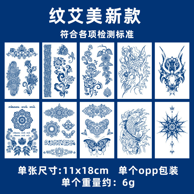 Free shipping Tattoo Factory in Stock Wholesale Herbal Semi-Permanent Tattoo Sticker Juice Tattoo Sticker Sweatproof and Waterproof Chest Tattoo Sticker