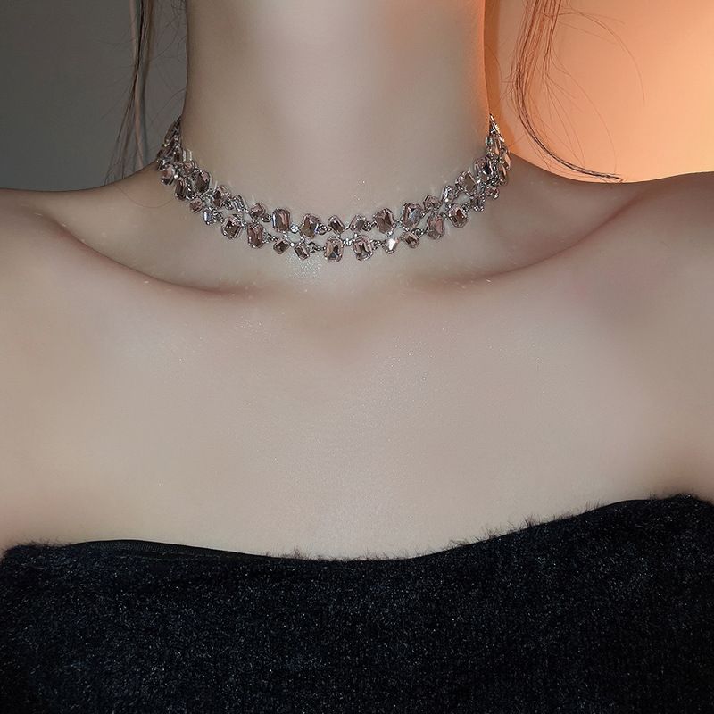 Diamond  jewelry Oval necklace Fashion high touch collarbone chain niche design high-cold-wind styl  necklaces