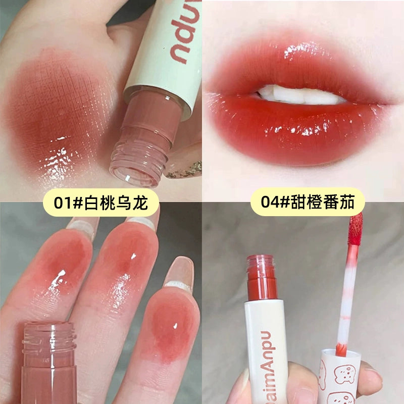 小熊口红唇釉镜面水光玻璃唇蜜持久不掉色沾杯学生显白流行嘟嘟唇口红