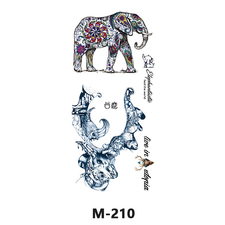 Free shipping Tattoo Cross-Border Direct Factory Wholesale Dark Series Tattoo Sticker Female Waterproof and Durable European and American Animal Color Black and White Flower Arm