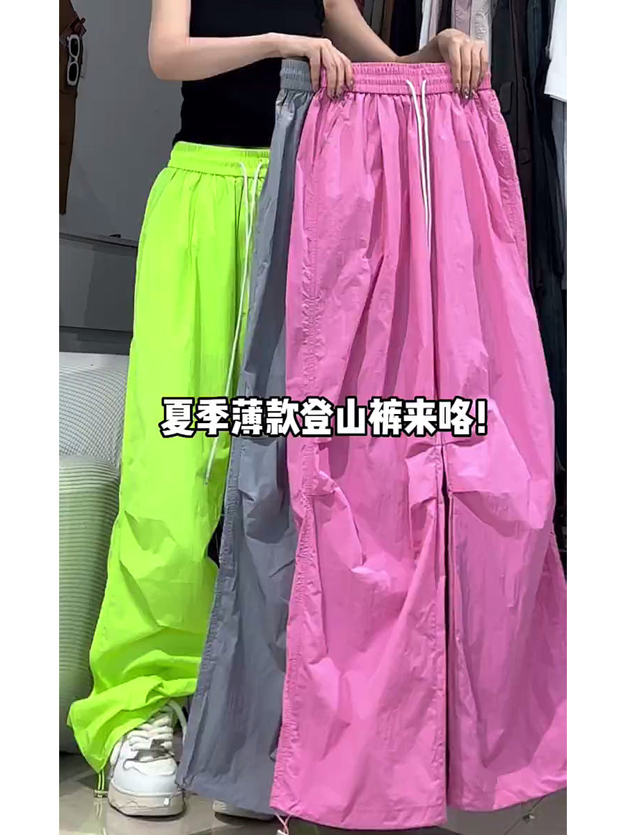 Dopamine pants Free shipping Tattoo Street dance wide-leg tooling pants summer thin women's pants wear sports quick-drying pants women's casual paratrooper pants dopamine