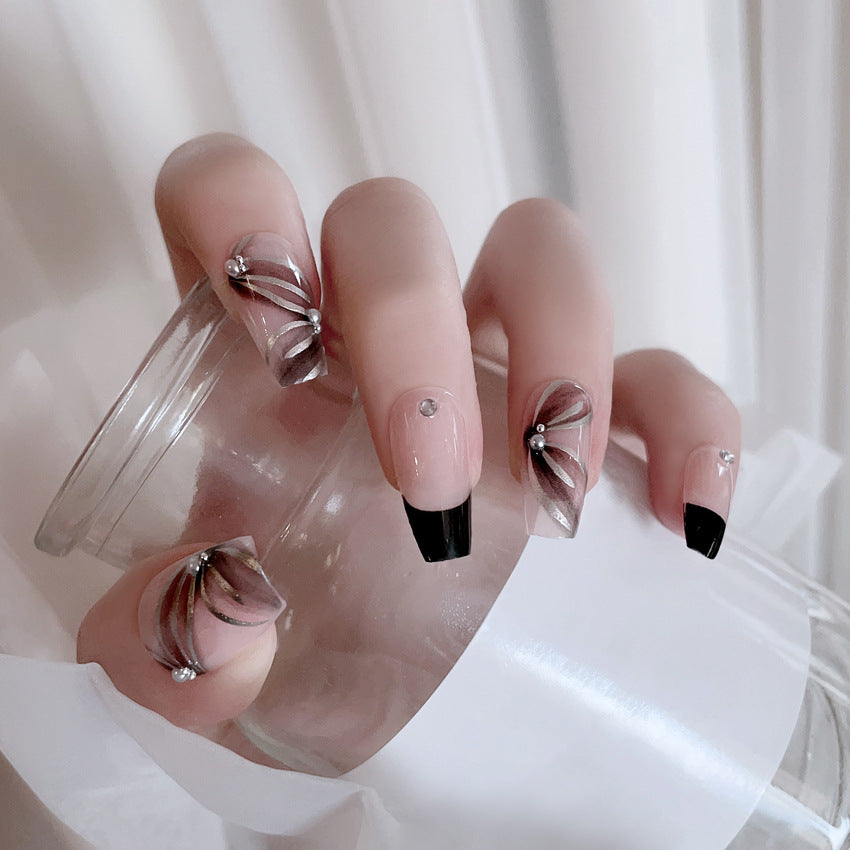 Fashion  nail Pure Desire Fresh French Style Long Finished Nail Beauty Wearable Fake Nails Detachable Nail Tip Wearable Nail X92